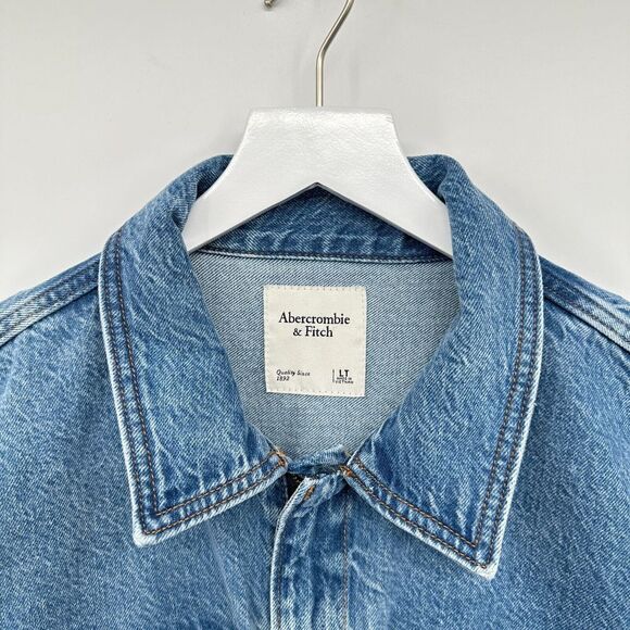 Abercrombie Fitch 90s Relaxed Denim Jumpsuit Size Large Tall LT Straight Leg New - Picture 4 of 16